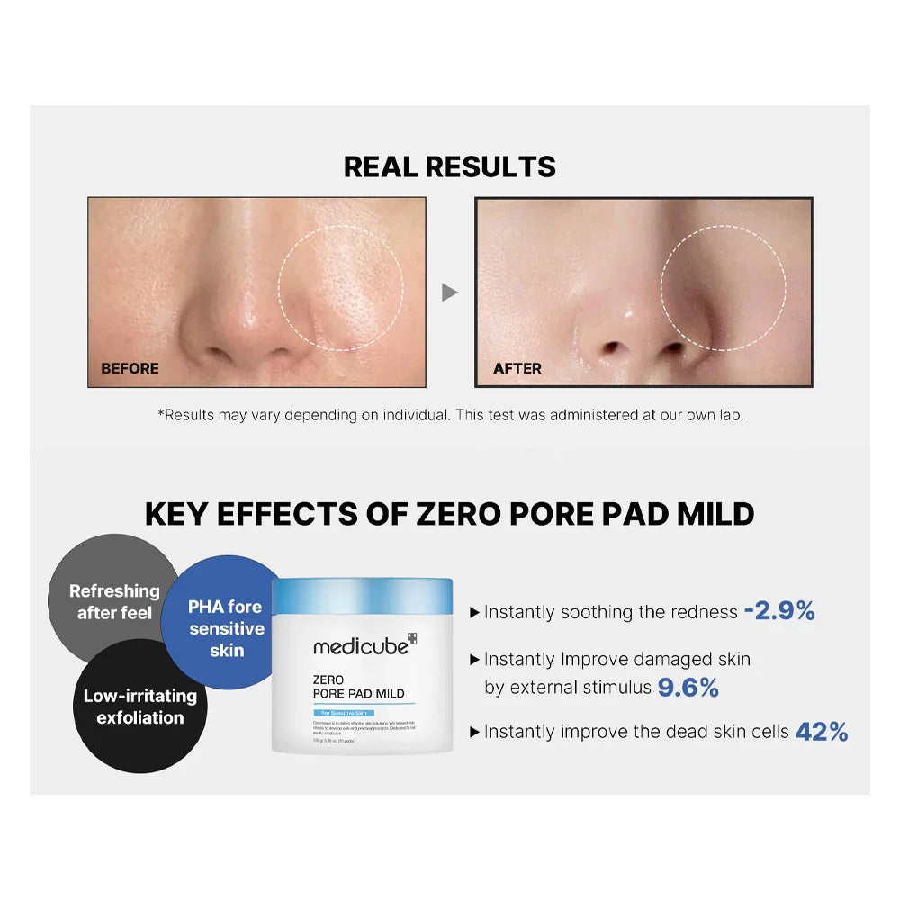 ALT results
Medicube Zero Pore Pad results for smoother, clearer-looking skin and refined-looking pores
