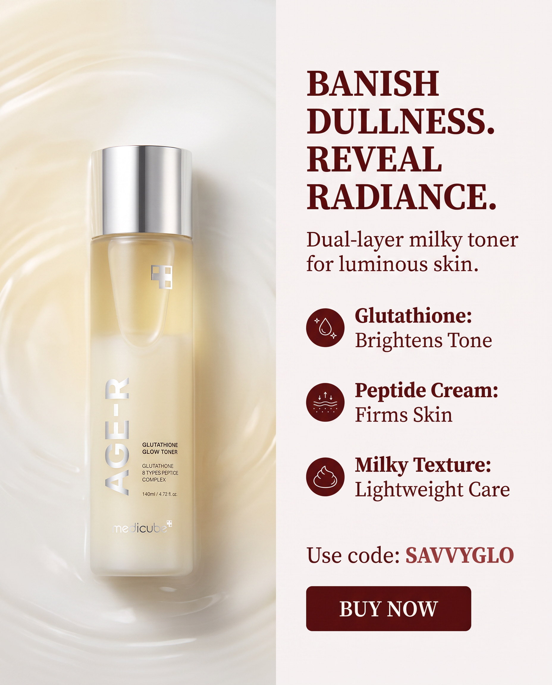 Age-R Glutathione Glow Toner ingredients