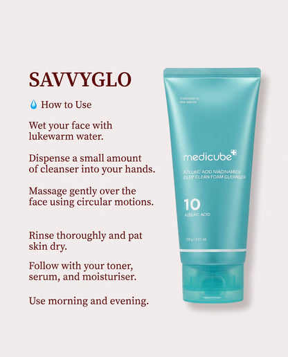 How to use Azelaic Acid Niacinamide Deep Clean Foam Cleanser