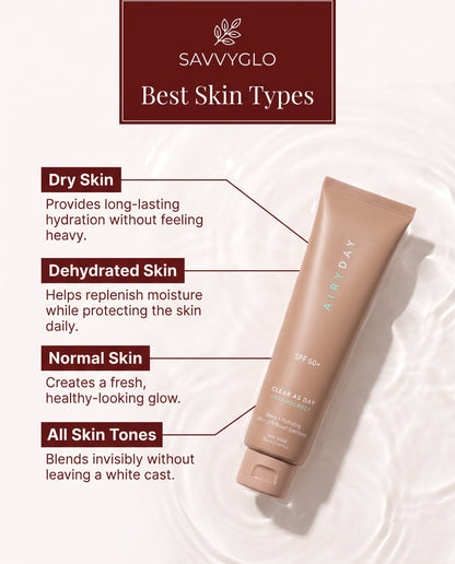 Clear as Day SPF50+ Dreamscreen 75ml skin types
