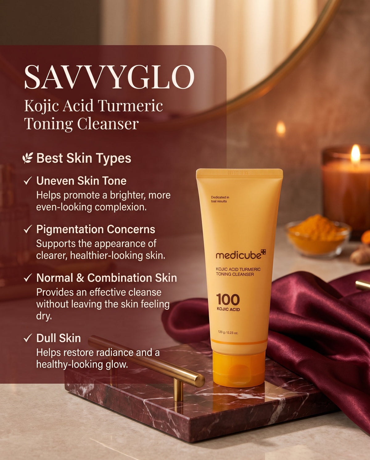 Kojic Acid Turmeric Toning Cleanser skin types