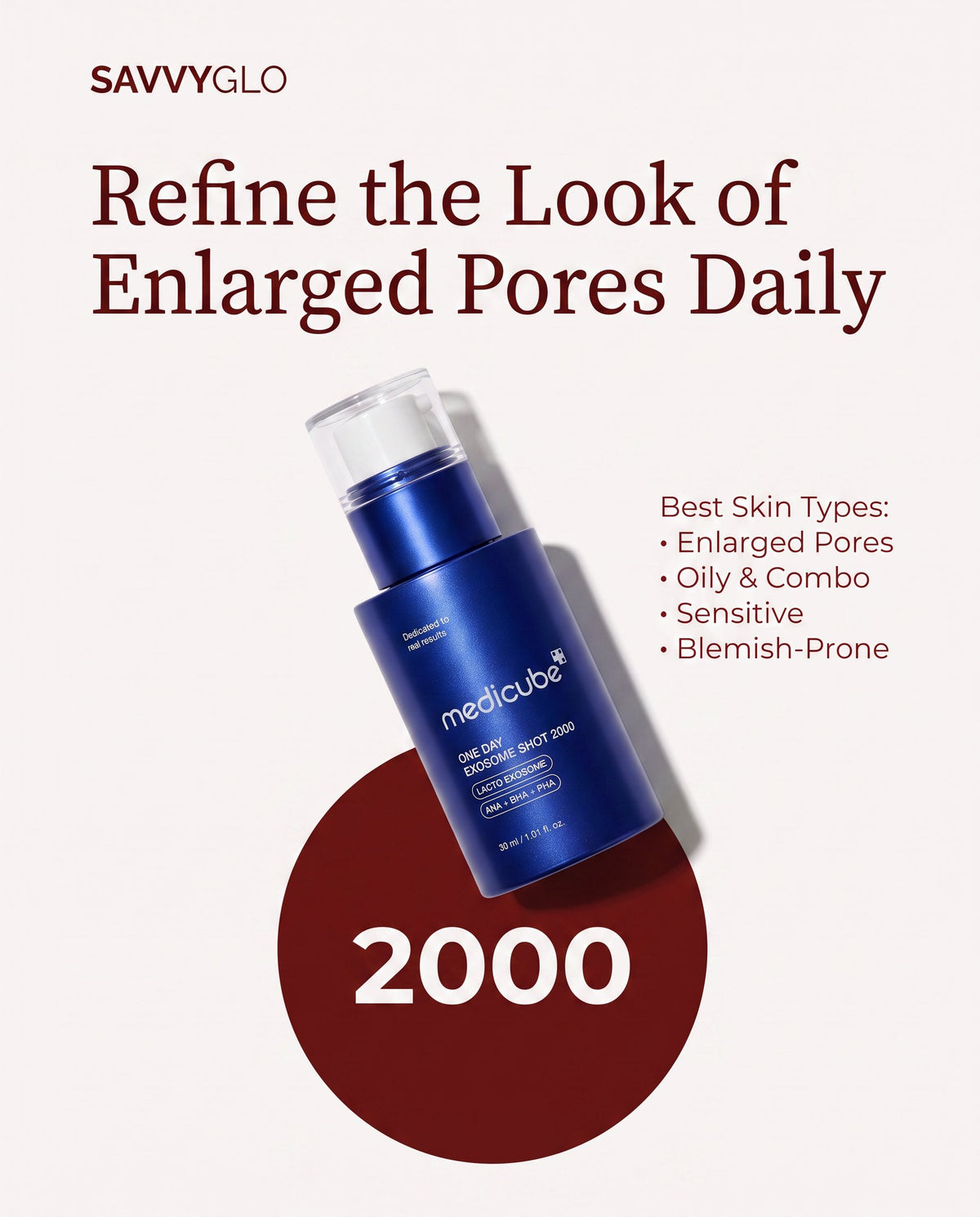 One Day Exosome Shot Pore Serum 2000 skin types