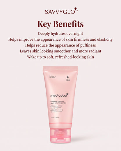 Medicube PDRN Pink Caffeine Night Wrapping Mask key benefits