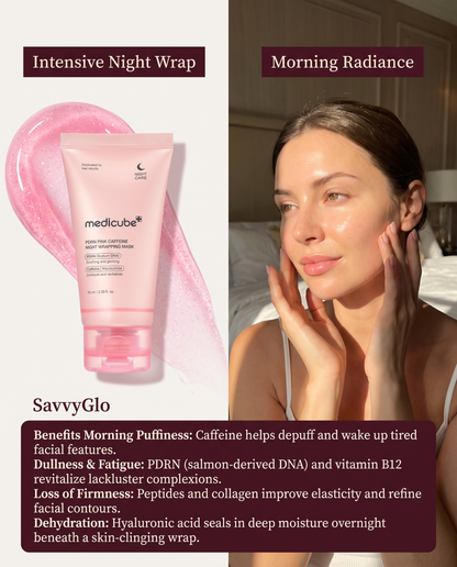 Medicube PDRN Pink Caffeine Night Wrapping Mask key benefits