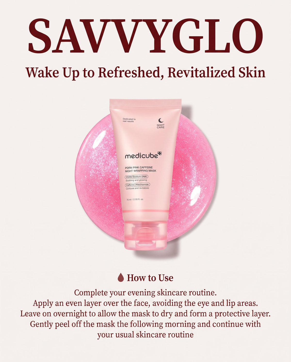How to use Medicube PDRN Pink Caffeine Night Wrapping Mask