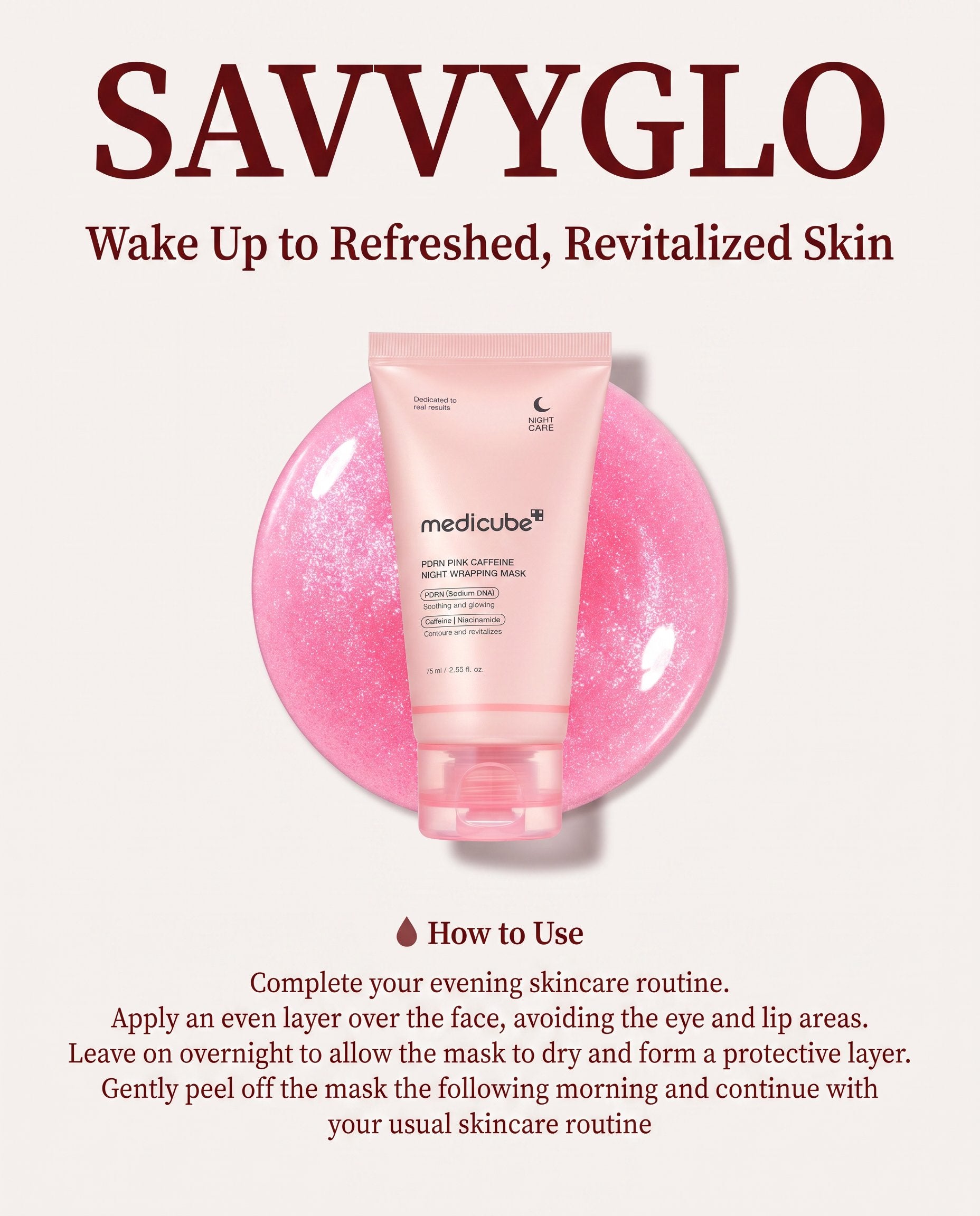 How to use Medicube PDRN Pink Caffeine Night Wrapping Mask