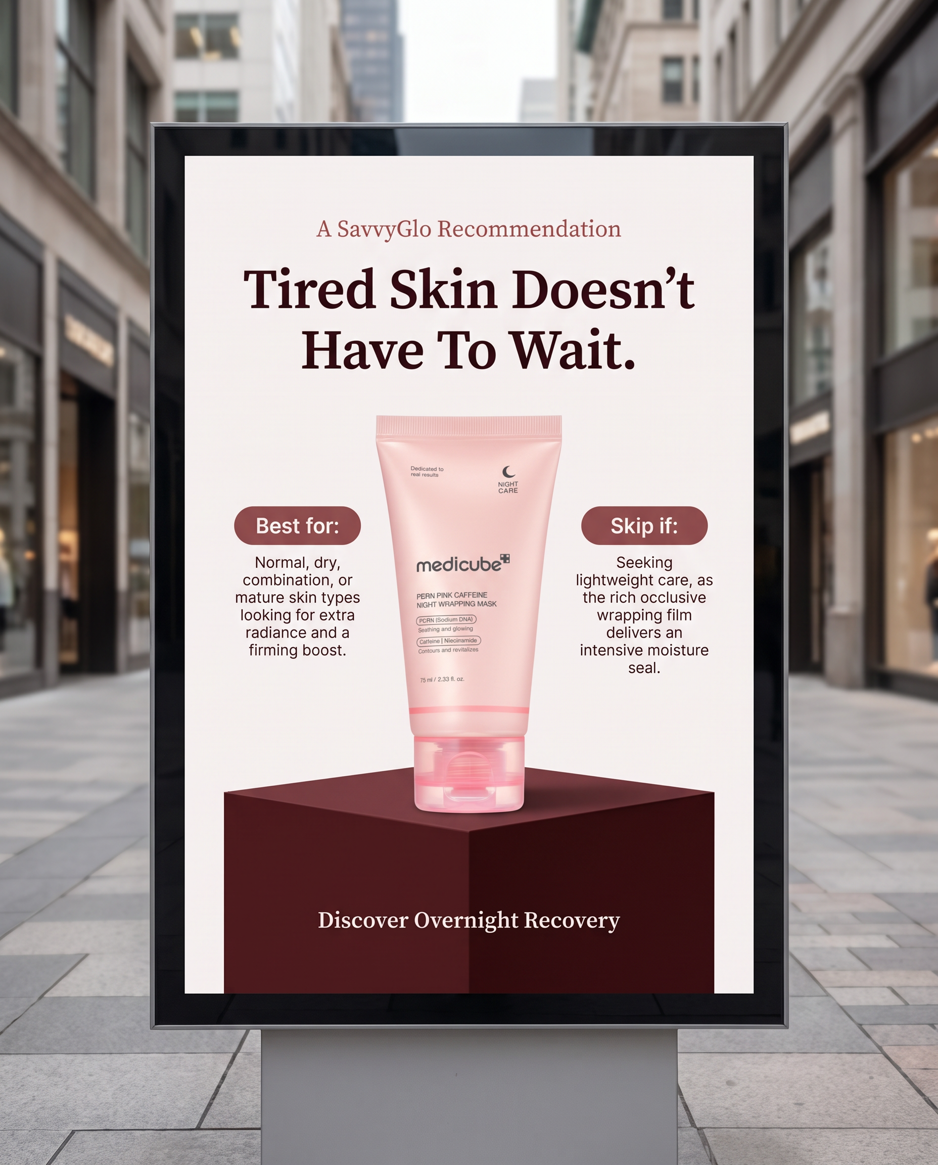 Medicube PDRN Pink Caffeine Night Wrapping Mask suitable skin types