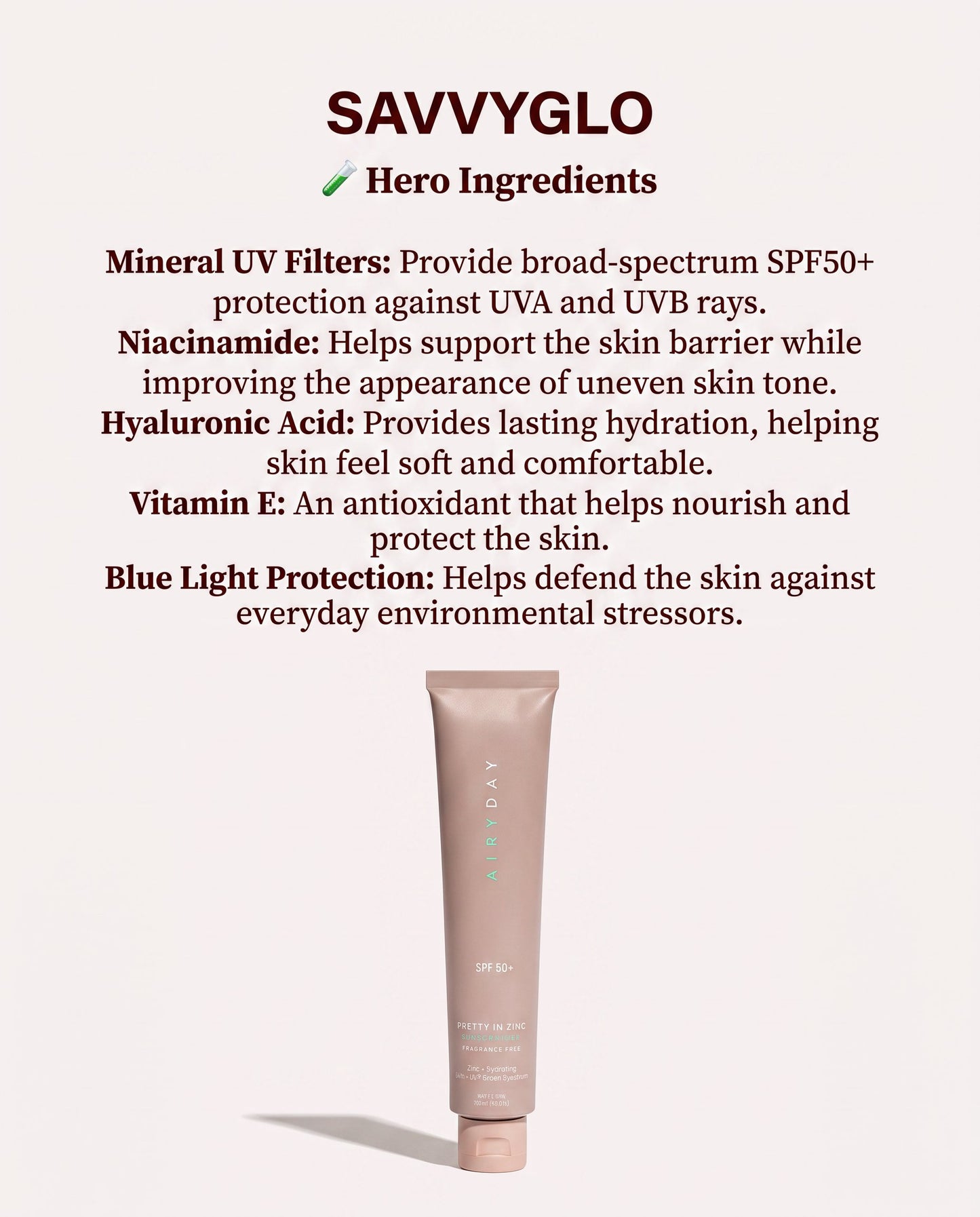 Pretty in zinc SPF50+ Dreamscreen 75ml ingredients