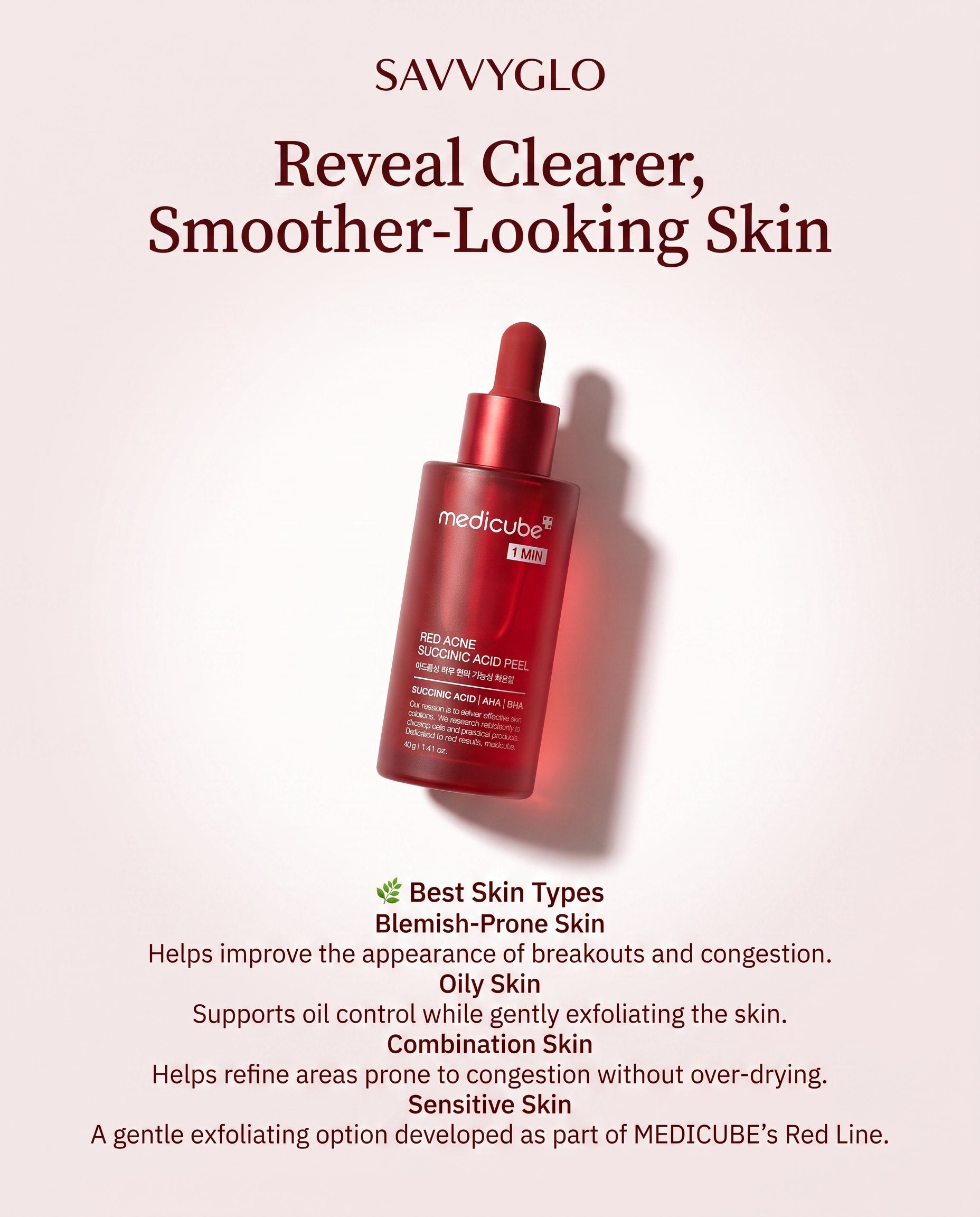 Red Acne Succinic Acid Peel skin types