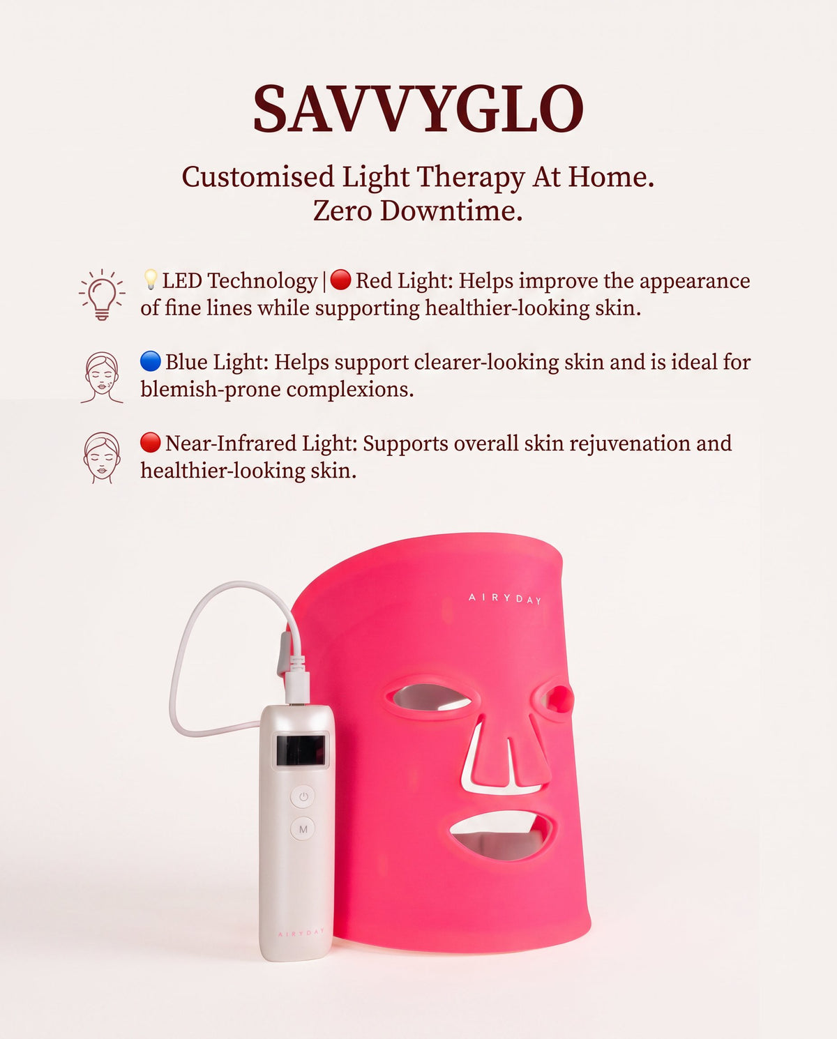 Bright On LED Face Mask technology