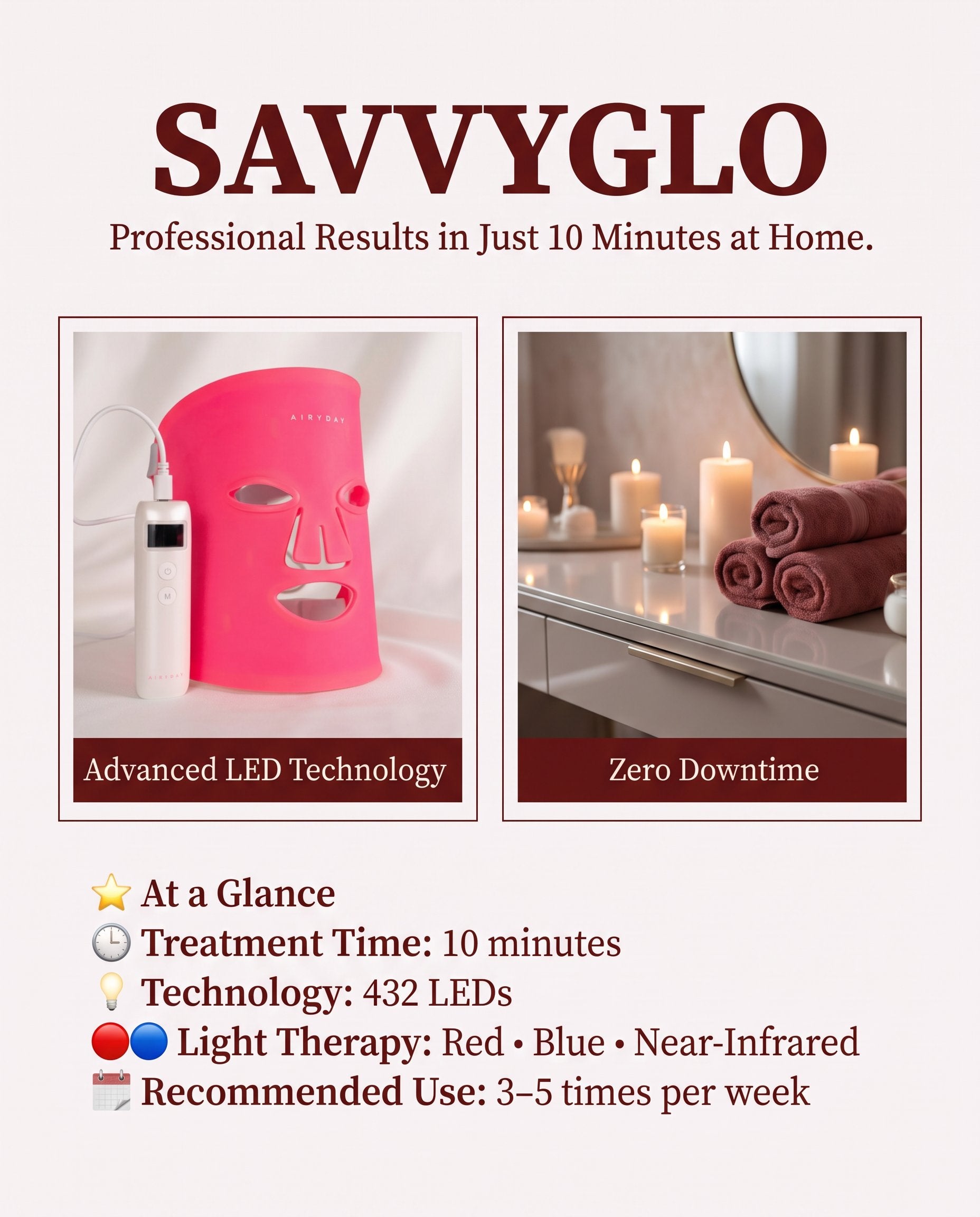 At a Glance Bright On LED Face Mask
