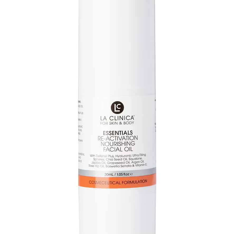 La Clinica Essentials Re-Activation Nourishing Facial Oil — facial skincare oil available from SavvyGlo
