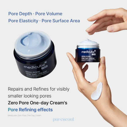 Medicube Zero Pore One Day Cream results for smoother skin, refined-looking pores and balanced hydration