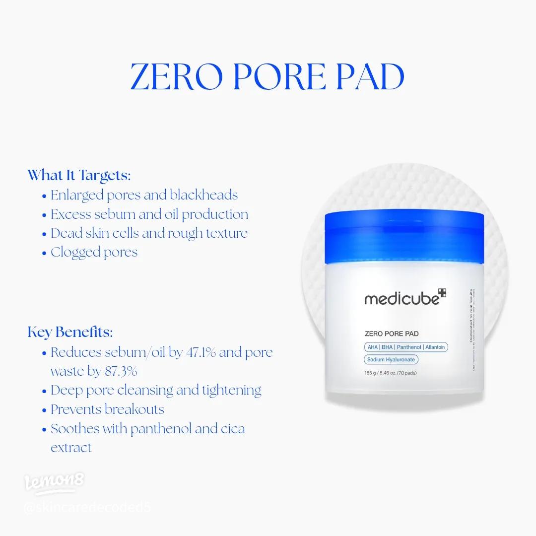 Medicube Zero Pore Pad key benefits for smoother skin, clearer pores and refined skin texture